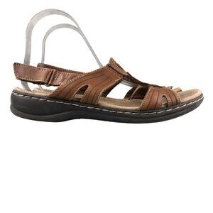 Clarks Women's Size 9M Collection Leisa Janna Brown Leather Slingback Sandals
